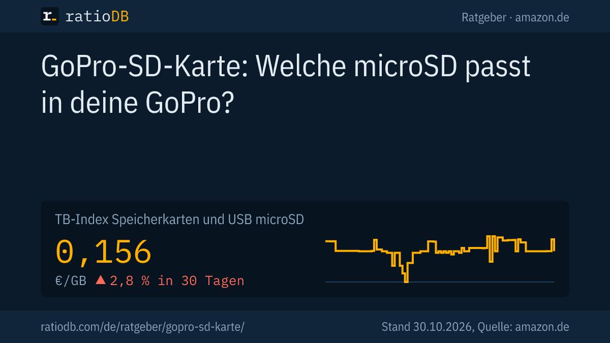 Coverbild GoPro-SD-Karte mit der Kurve des GB-Index für microSD-Karten auf amazon.de