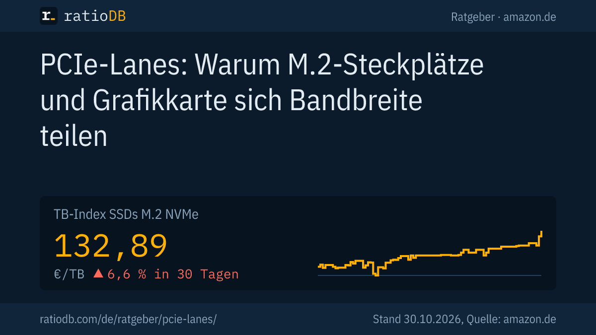 Coverbild PCIe-Lanes mit der Kurve des TB-Index für M.2-SSDs mit NVMe auf amazon.de