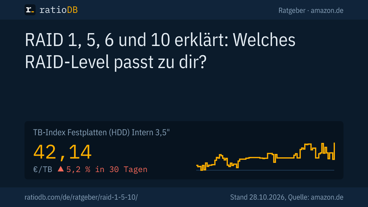 Coverbild RAID 1, 5, 6 und 10 erklärt mit der Kurve des TB-Index für interne 3,5-Zoll-Festplatten auf amazon.de