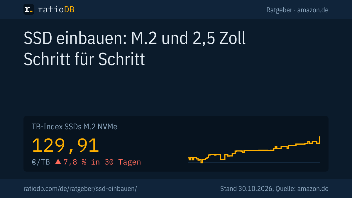 Coverbild SSD einbauen mit der Kurve des TB-Index für M.2-NVMe-SSDs auf amazon.de